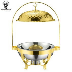 Chafing Dish Set Supplier - Gold Plated Diamond Cover Buffet Supplies