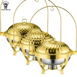 Chafing Dish Set Supplier - Gold Plated Diamond Cover Buffet Supplies