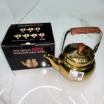 Water Kettle Supplier - 0.75L Golden Wood Handle Round Tea Pot