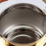 Water Kettle Supplier - 0.75L Golden Wood Handle Round Tea Pot