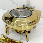 Chafing Dish Factory - Gold Round Buffet Food Warmer for 5 Star Hotel