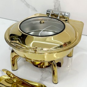 Chafing Dish Factory - Gold Round Buffet Food Warmer for 5 Star Hotel