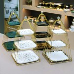 Cake Stand Supplier - Luxury Marble 3 Tier Ceramic Cake Pan Stand