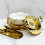 Chafing Dish Supplier - 2L Small Golden Ceramic Food Warmer for Home