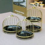 Cake Stand Factory - 2-tier Marble Metal Bird Cage Dessert Rack
