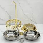 Chafing Dish Set Supplier - 8L Gold Round Buffet Food Warmer for Wedding