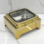 Food Warmer Factory - OEM Square Gold Buffet Catering Equipment