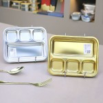 Plate Supplier - Korean Stainless Steel Gold Divided Plates for Kids