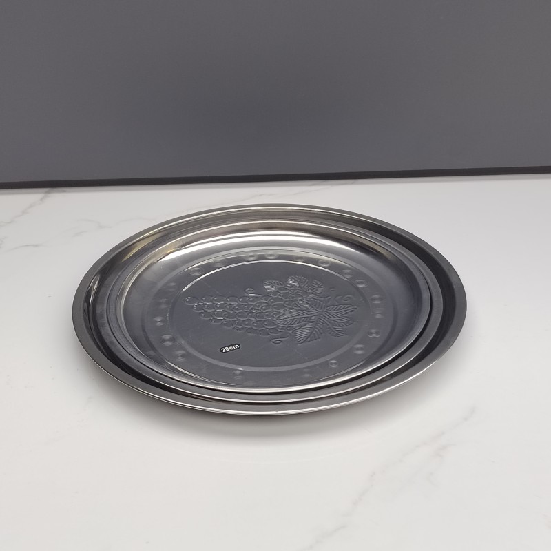 Serving Tray Factory - Round Polished Stainless Steel Multifunction Tray