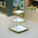 Cake Stand Supplier - Luxury Marble 3 Tier Ceramic Cake Pan Stand