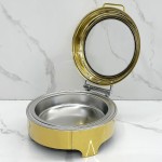 Chafing Dish Supplier - 6L Golden Round Stainless Steel Food Warmer