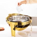 Food Warmer Factory - 6.0L Gold Silver Roll Top Round Buffet Warmer