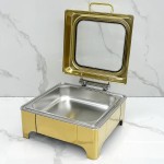 Food Warmer Factory - OEM Square Gold Buffet Catering Equipment