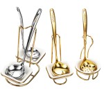Spoon Set Supplier - Golden Hot Pot Soup Ladle and Colander with Stand