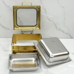 Food Warmer Factory - OEM Square Gold Buffet Catering Equipment