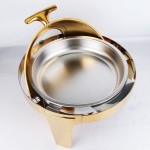 Chafing Dish Manufacturer - 6L Gold Roll Top Round Buffet Food Warmer