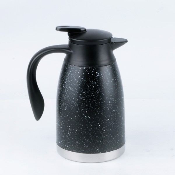 Water Kettle Supplier - 1.6L Black Double Wall Vacuum Hot Water Pot
