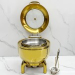 Food Warmer Supplier - Gold Silver Warm Soup Pot for Wedding Hotel