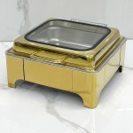 Food Warmer Factory - OEM Square Gold Buffet Catering Equipment