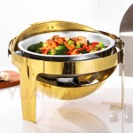 Food Warmer Factory - 6.0L Gold Silver Roll Top Round Buffet Warmer