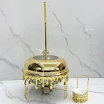 Chafing Dish Set Supplier - 8L Gold Round Buffet Food Warmer for Wedding
