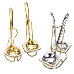 Spoon Set Supplier - Golden Hot Pot Soup Ladle and Colander with Stand
