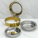 Chafing Dish Supplier - 6L Golden Round Stainless Steel Food Warmer