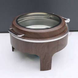 Food Warmer Manufacturer - 6/9L Wooden Pattern Hydraulic Chafer Set