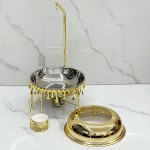 Chafing Dish Set Supplier - 8L Gold Round Buffet Food Warmer for Wedding