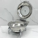 Food Warmer Factory - Silver Round Roll Tray Buffet Stove for Wedding