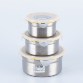 Lunch Box Set Factory - Korean 3PCS Stainless Steel Bento Round Set