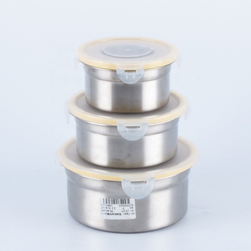 Lunch Box Set Factory - Korean 3PCS Stainless Steel Bento Round Set