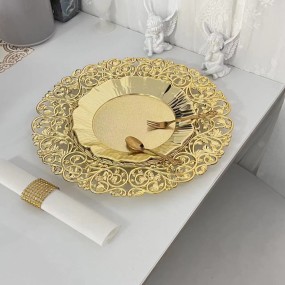 Charger Plates Factory - European Style 13 Inch Gold Plastic Charger Plates