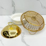 Chafing Dish Supplier - 2L Small Golden Ceramic Food Warmer for Home