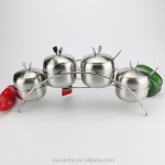Seasoning Pot Set Supplier - Stainless Steel Condiment Pot with Spoon