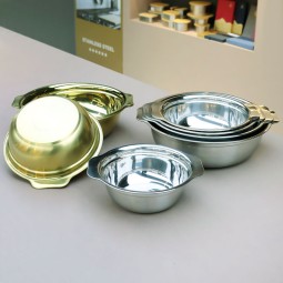 Soup Basin Manufacturer - Thickened Gold Hot Pot Double Ear Deepen Bowl