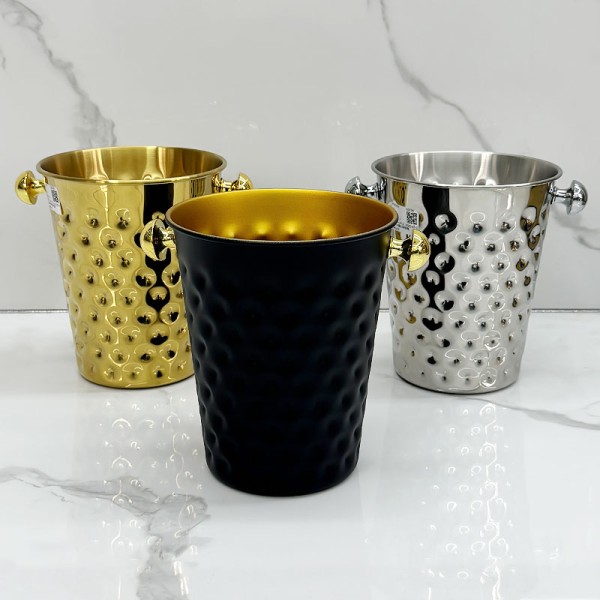 Ice Bucket Supplier - 5L Gold Silver Black Metal Beer Wine Cooler