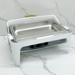 Chafing Dish Supplier - 9L White Electric Food Warmer with Glass Lid