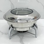 Food Warmer Factory - Silver Round Roll Tray Buffet Stove for Wedding