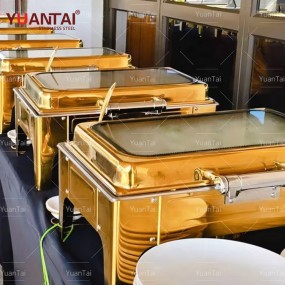 Chafing Dish Manufacturer - 9L Golden Buffet Server with Hot Pot Function