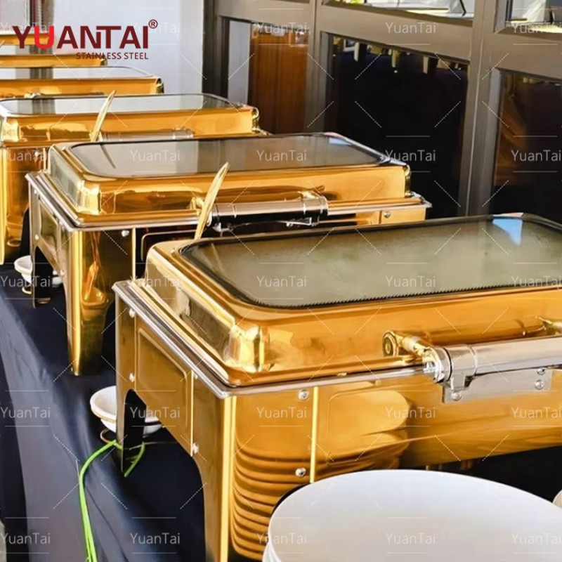 Chafing Dish Manufacturer - 9L Golden Buffet Server with Hot Pot Function
