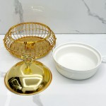 Chafing Dish Supplier - 2L Small Golden Ceramic Food Warmer for Home