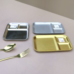 Divided Plate Manufacturer - Gold 3 Compartment Meal Snack Tray