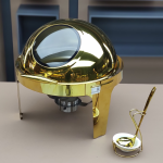 Chafing Dish Manufacturer - 6L Gold Roll Top Round Buffet Food Warmer