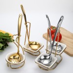 Spoon Set Supplier - Golden Hot Pot Soup Ladle and Colander with Stand