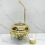Chafing Dish Set Supplier - 8L Gold Round Buffet Food Warmer for Wedding