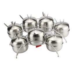 Seasoning Pot Set Supplier - Stainless Steel Condiment Pot with Spoon