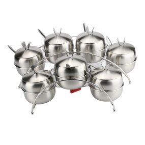 Seasoning Pot Set Supplier - Stainless Steel Condiment Pot with Spoon