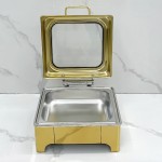 Food Warmer Factory - OEM Square Gold Buffet Catering Equipment