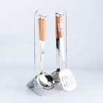 Kitchen Tools Set Supplier - Wooden Handle Scoop and Colander with Shelf